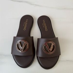 Valentino Women's Dark Brown Slide Sandals